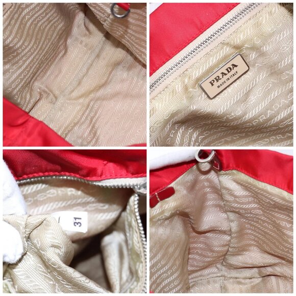 PRADA Tote Bag Nylon Red Silver Auth 138844 - Picture 16 of 16